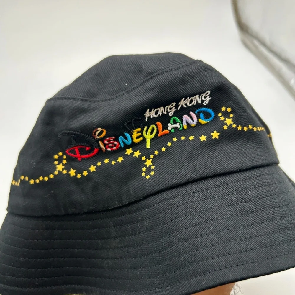 Disney Hong Kong Disneyland Bucket Hat Adult Black Mickey Minnie Mouse One Size